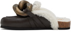 JW Anderson Brown Chain Shearling Mules