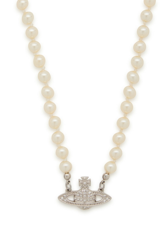 Photo: Vivienne Westwood Mini Bas Relief Faux Pearl Necklace - White - One Size