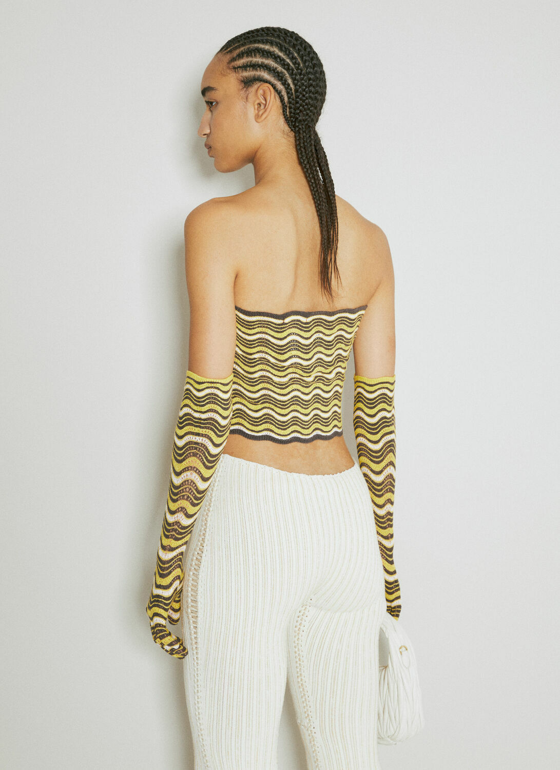 Isa Boulder Wave Knit Bandeau Top With Glove Set