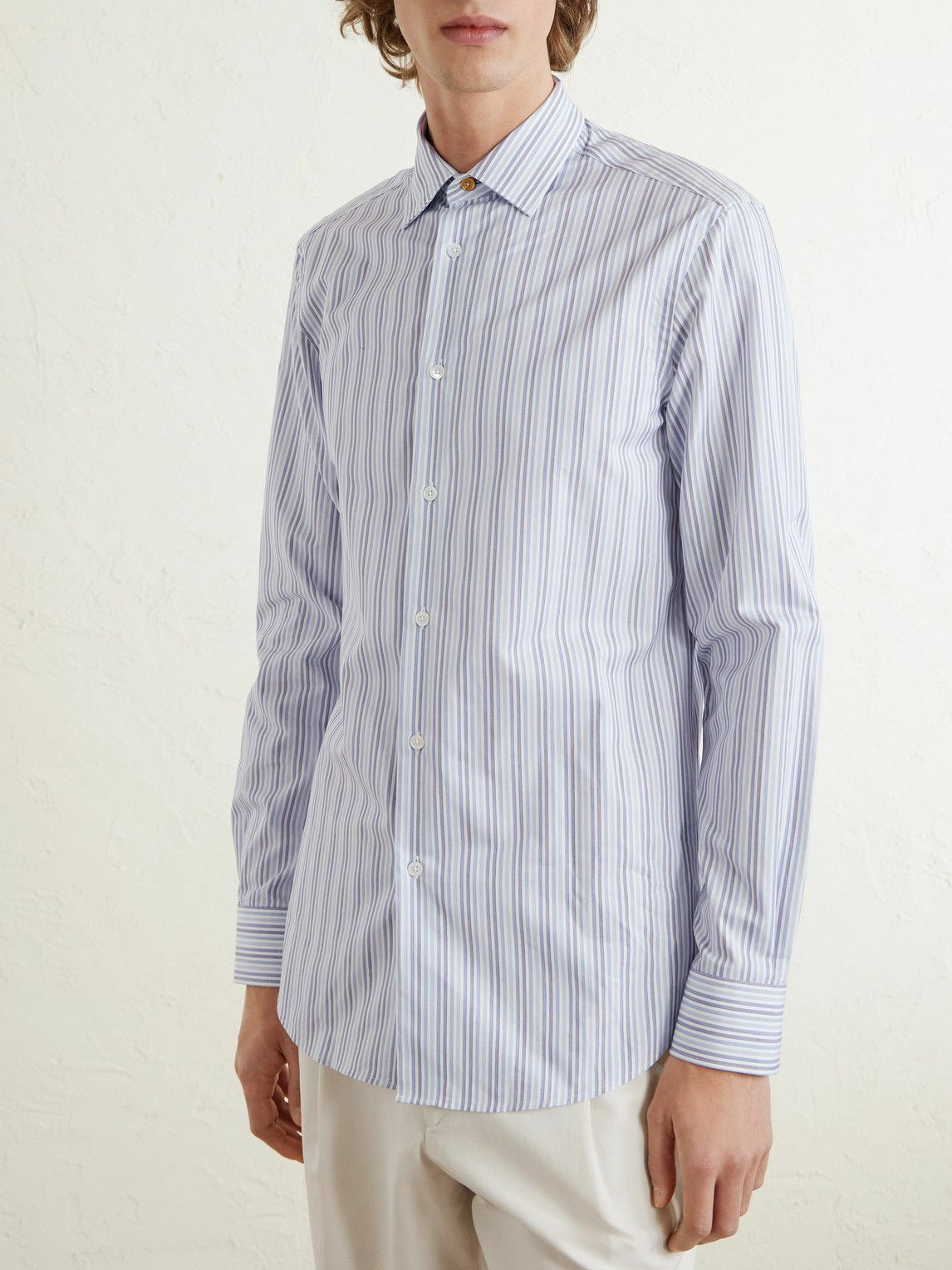 Paul Smith - Slim-Fit Striped Cotton-Poplin Shirt - Blue