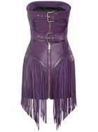 VERSACE - Leather Fringed Mini Dress
