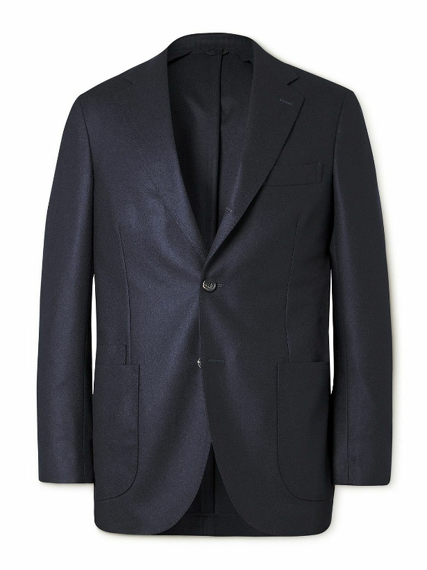 Photo: Drake's - Virgin Wool-Flannel Suit Jacket - Blue