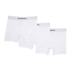 Balenciaga Three-Pack White Logo Boxer Briefs