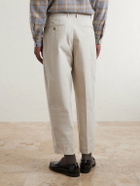 Beams Plus - Pleated Tapered Cotton-Blend Twill Trousers - Neutrals