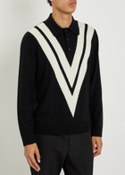 Valentino Garavani Vlogo-intarsia Wool Polo Jumper Black And White