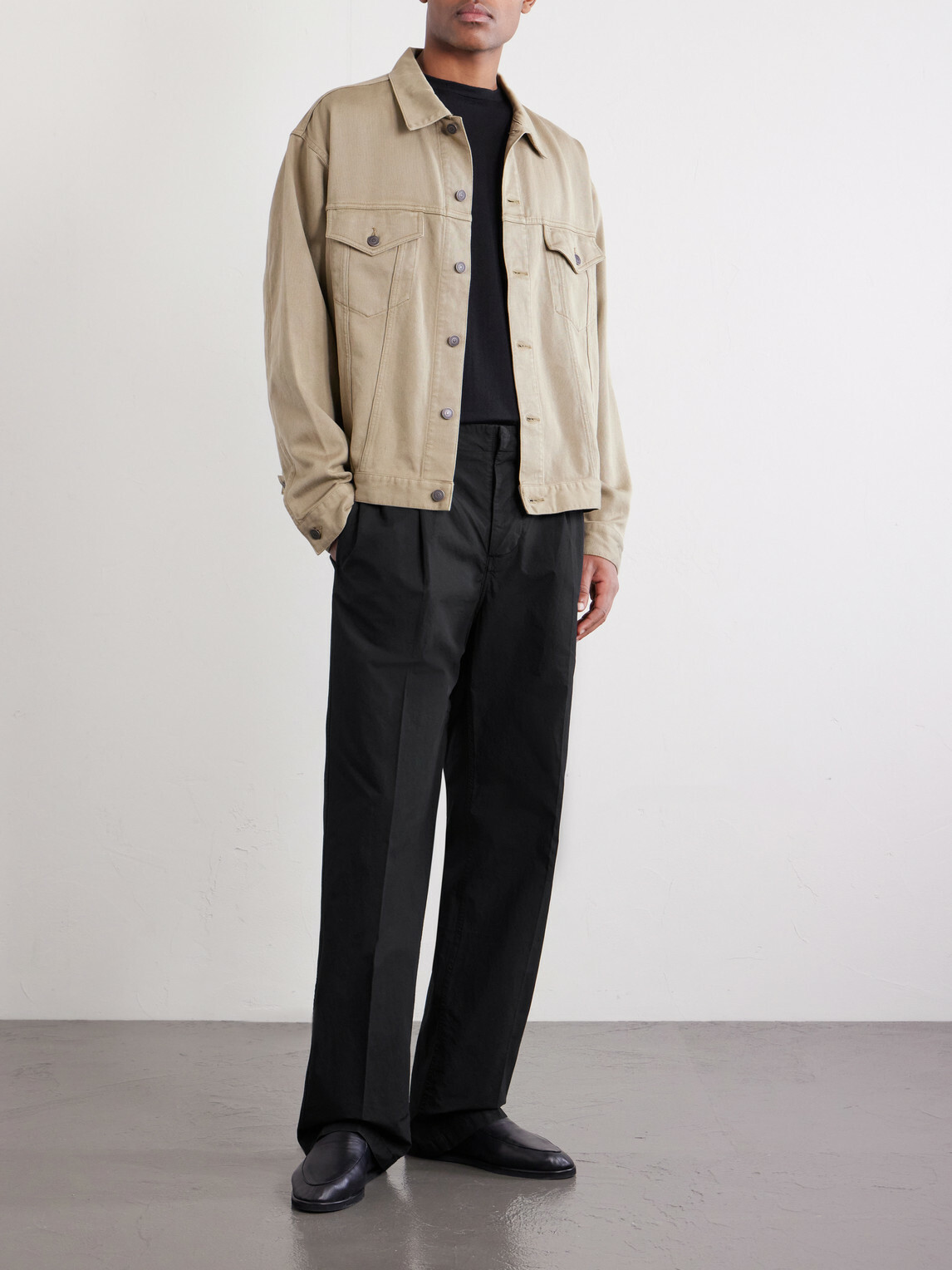3sixteen - Safari Straight-Leg Cotton-Poplin Trousers - Black