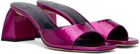 BY FAR Pink Romy Metallic Patent Leather Heeled Sandals