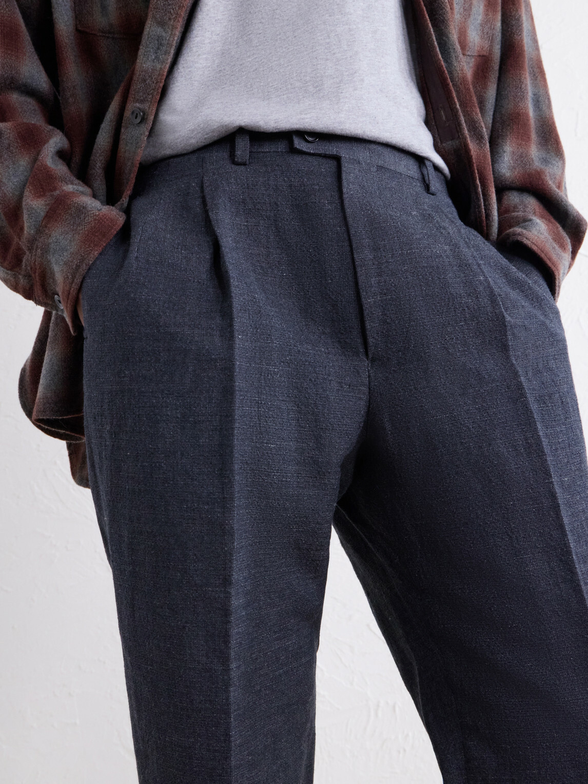 Kaptain Sunshine - Straight-Leg Wool, Linen and Hemp-Blend Suit Trousers - Gray