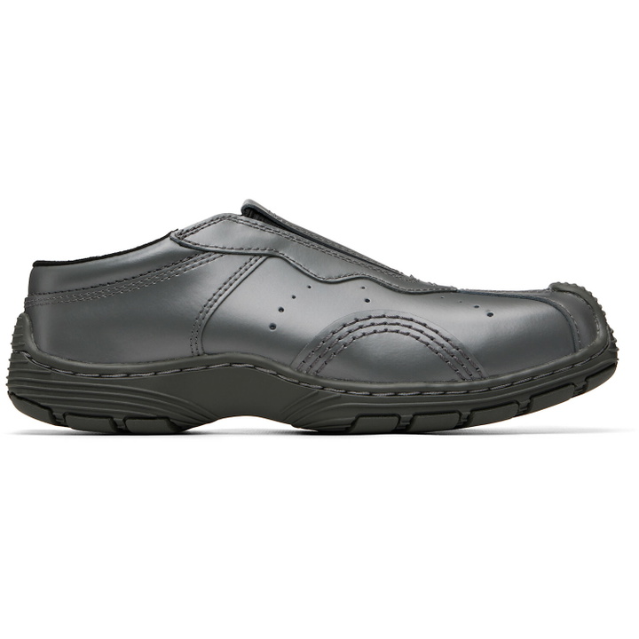 Photo: Dr. Martens Gray Aurix Satin Finish Leather Mule Loafers