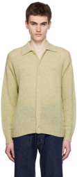 AURALEE Green Spread Collar Cardigan