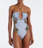 La DoubleJ Printed halterneck swimsuit