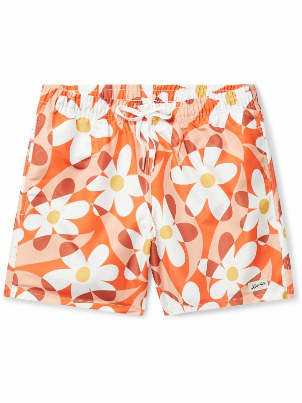 Photo: Bather - Daisy Trip Straight-Leg Mid-Length Floral-Print Swim Shorts - Orange
