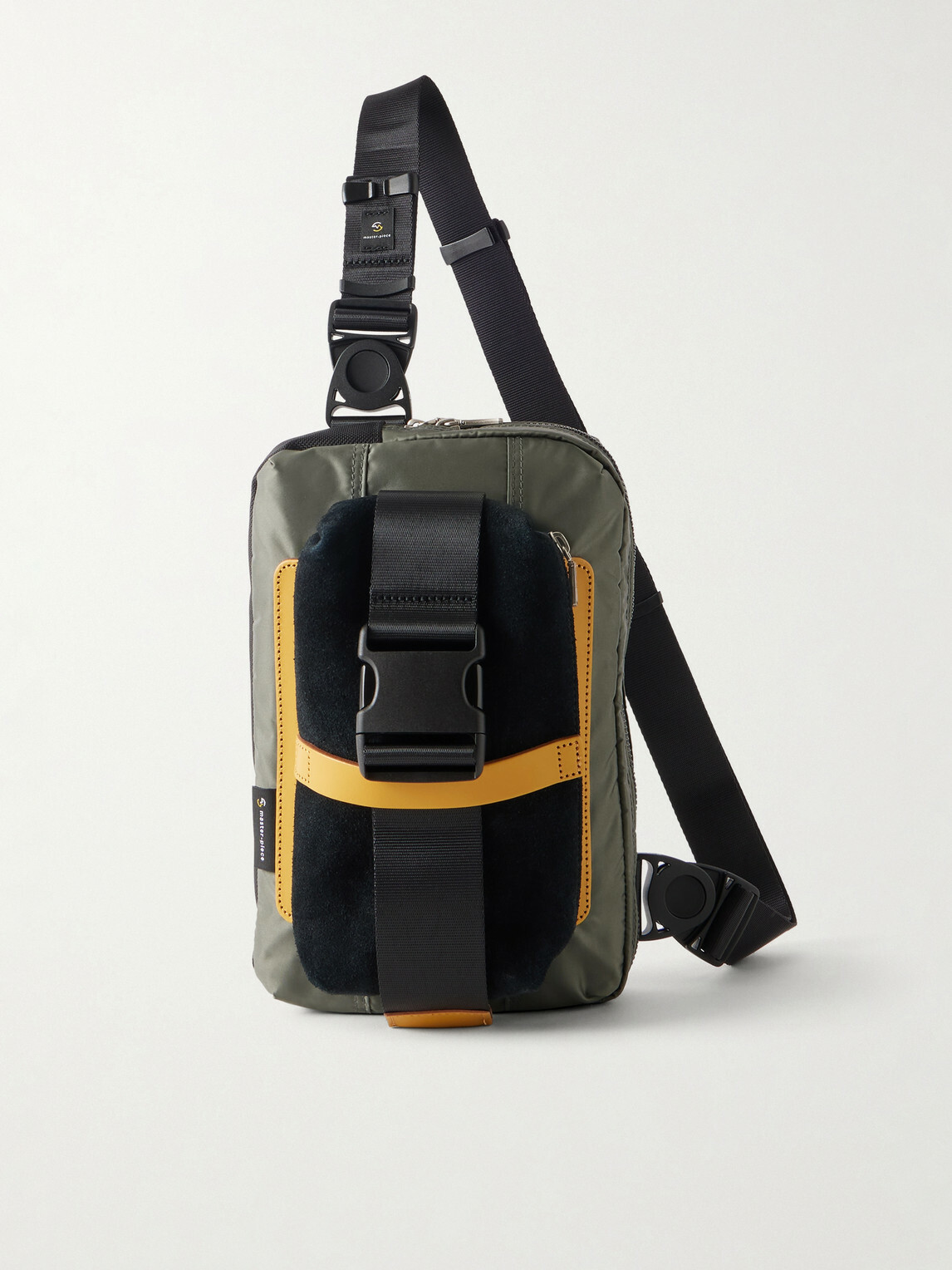 Master-Piece - Sling Suede and Leather-Trimmed Nylon-Twill Messenger Bag