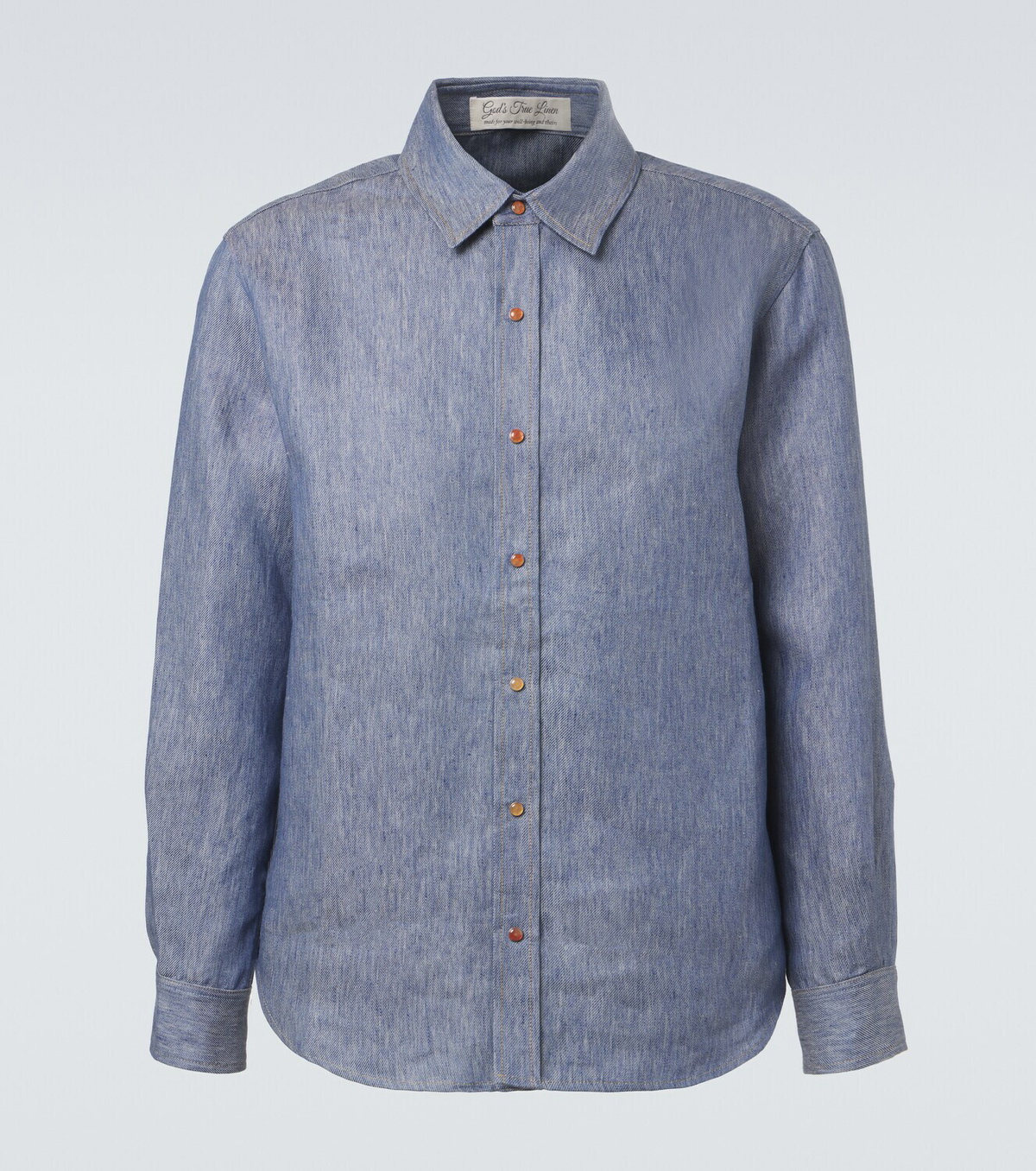 God's True Cashmere Linen denim shirt with carnelian