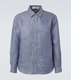 God's True Cashmere Linen denim shirt with carnelian