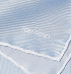 TOM FORD - Contrast-Tipped Silk-Twill Pocket Square - Men - Blue