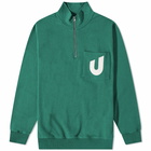 YMC Men's x Umbro Quarter Zip Track Top in Green/White