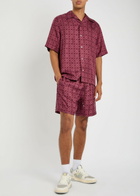 Amiri MA Quad Logo-monogrammed Silk Shorts Dark Red