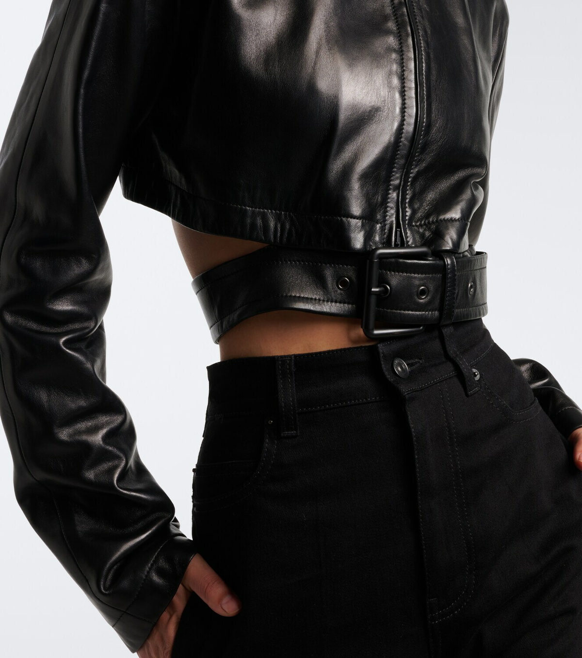 Balenciaga Belted cropped leather jacket
