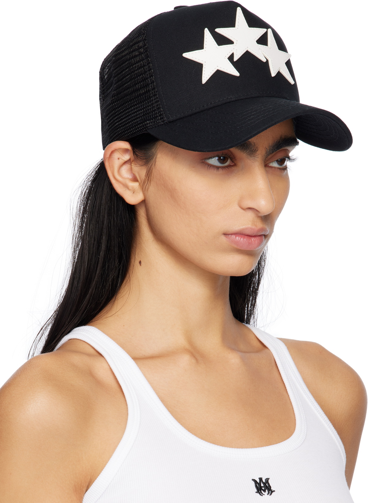 AMIRI Black & White 3 Star Trucker Cap
