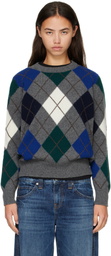 &Daughter Gray Ava Argyle Crewneck Sweater