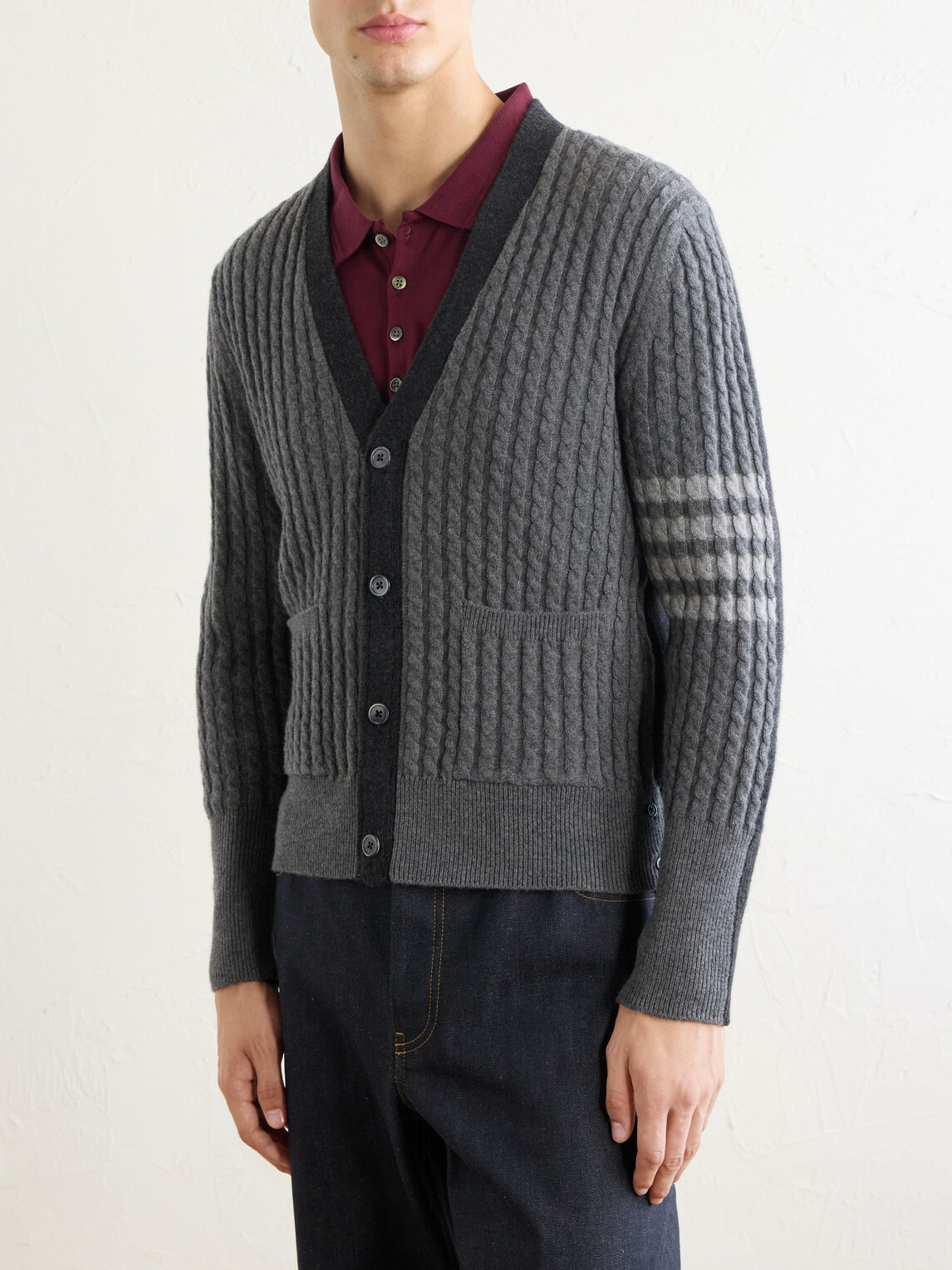 Thom Browne - Cable-Knit Virgin Wool Cardigan - Gray