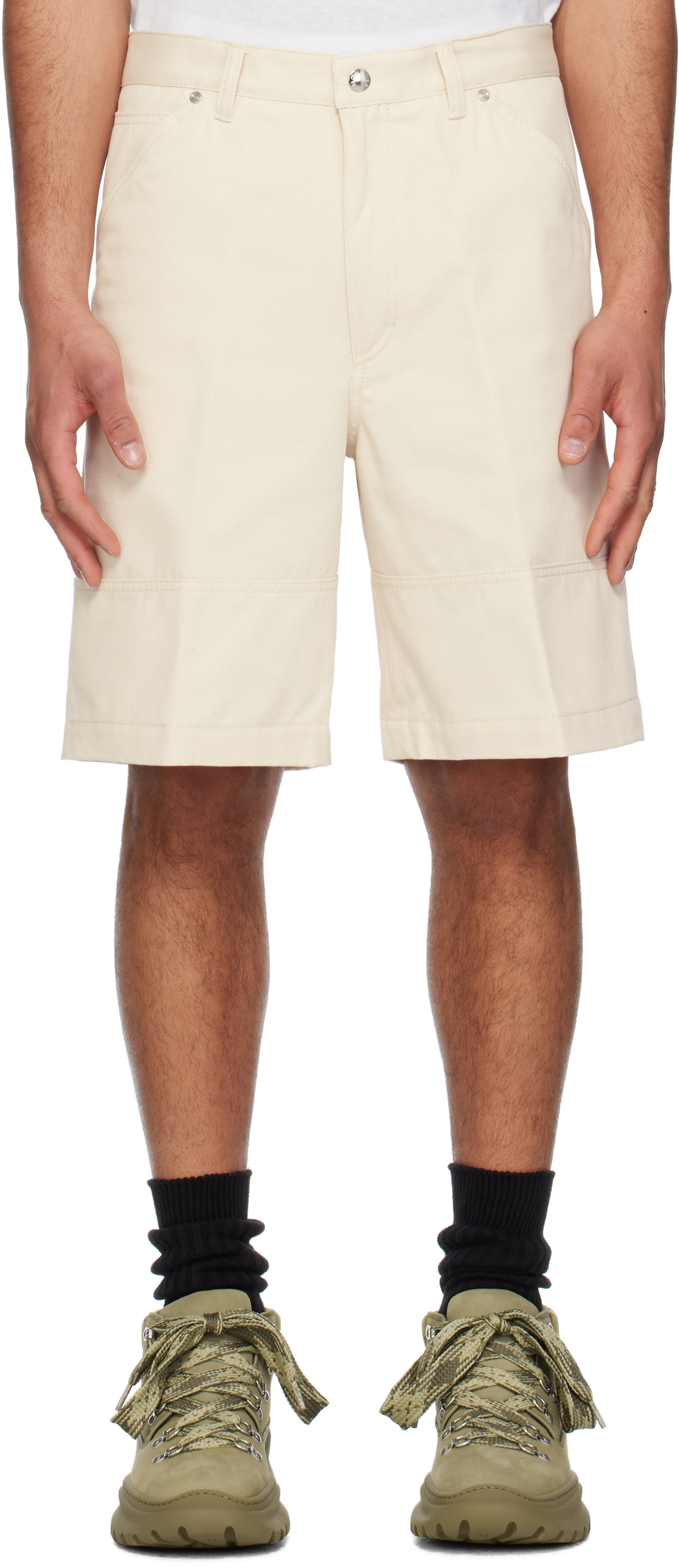 ショートパンツ MONCLER IVORY COTTON BERMUDA SHORTS off-white-cotton-bermuda-