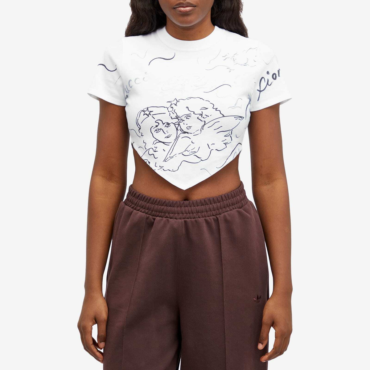 Fiorucci Women's Sketch Angel Hankerchief Top in White