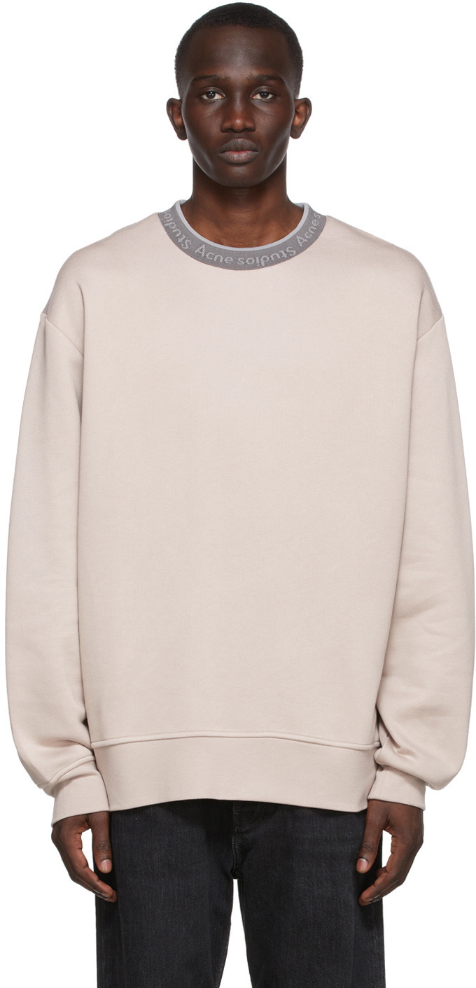 Acne Studios Grey Logo Collar Sweatshirt Acne Studios