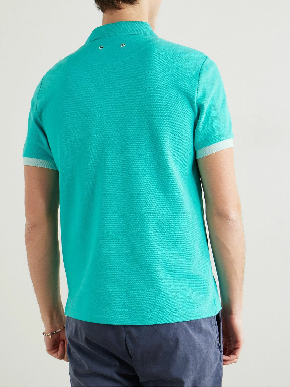 Vilebrequin - Slim-Fit Logo-Embroidered Organic Cotton-Piqué Polo Shirt - Blue