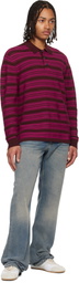 Wales Bonner Burgundy & Pink 'The Billie Knit' Polo