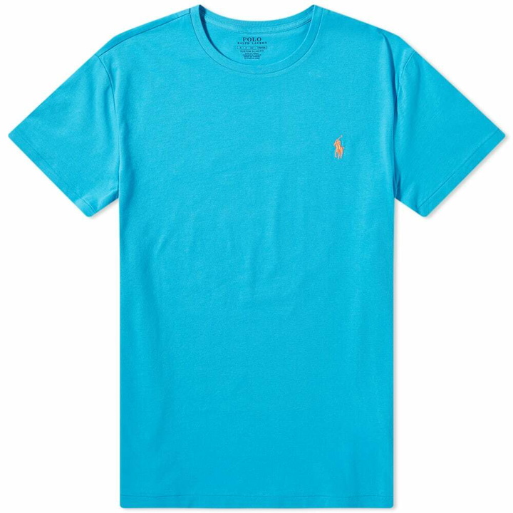 Photo: Polo Ralph Lauren Men's Custom Fit T-Shirt in Cove Blue