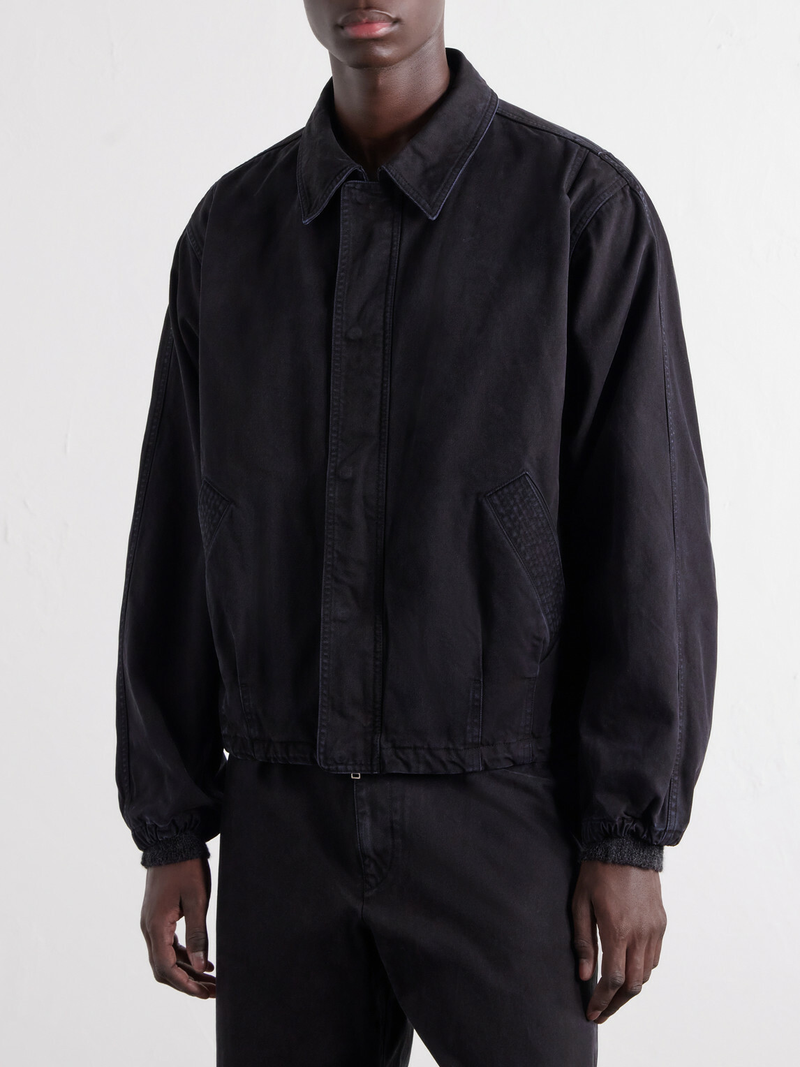 YOKE - Garment-Dyed Cotton-Twill Blouson Jacket - Black