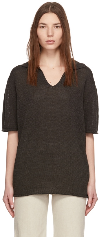 Photo: AMOMENTO Brown Paper Short Sleeve Sweater