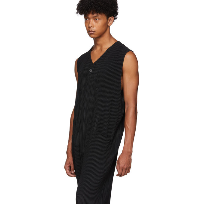 Homme Plisse Issey Miyake Black Pleated Overalls Homme Plisse