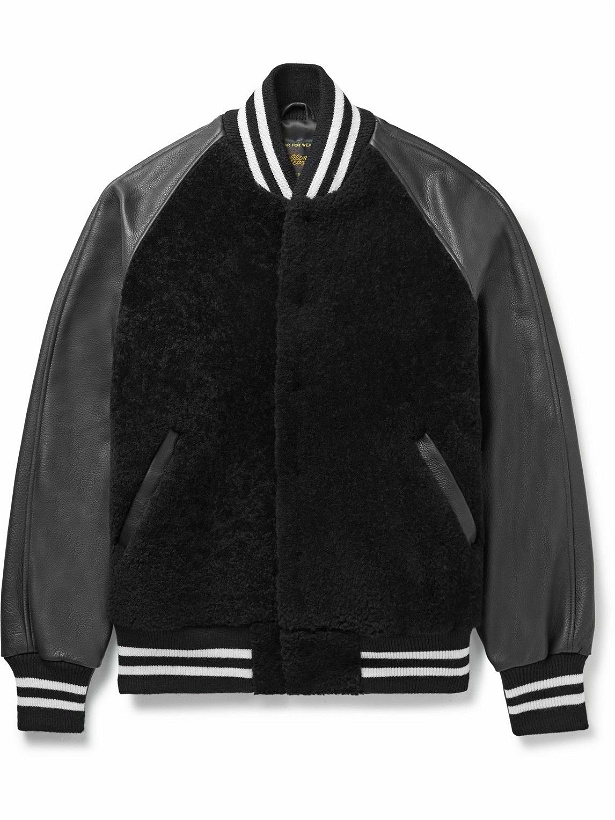 Photo: Golden Bear - The Albany Shearling and Leather Bomber Jacket - Black