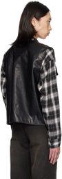lesugiatelier Black Utility Pocket Faux-Leather Vest
