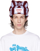 Charles Jeffrey Loverboy Blue & Burgundy Striped Beanie