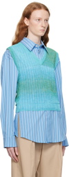 Wooyoungmi Blue Gradient Stripe Vest