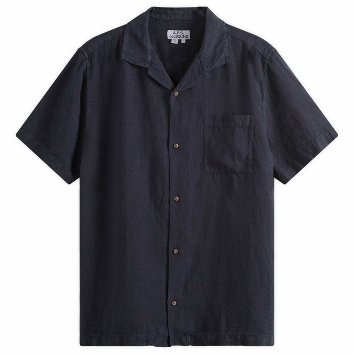 Photo: A.P.C. Men's x JJJJound Linen Vacation Shirt in Dark Navy