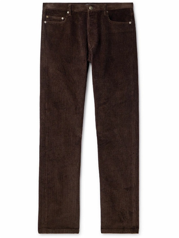 Photo: A.P.C. - Jean Straight-Leg Cotton and Linen-Blend Corduroy Trousers - Brown