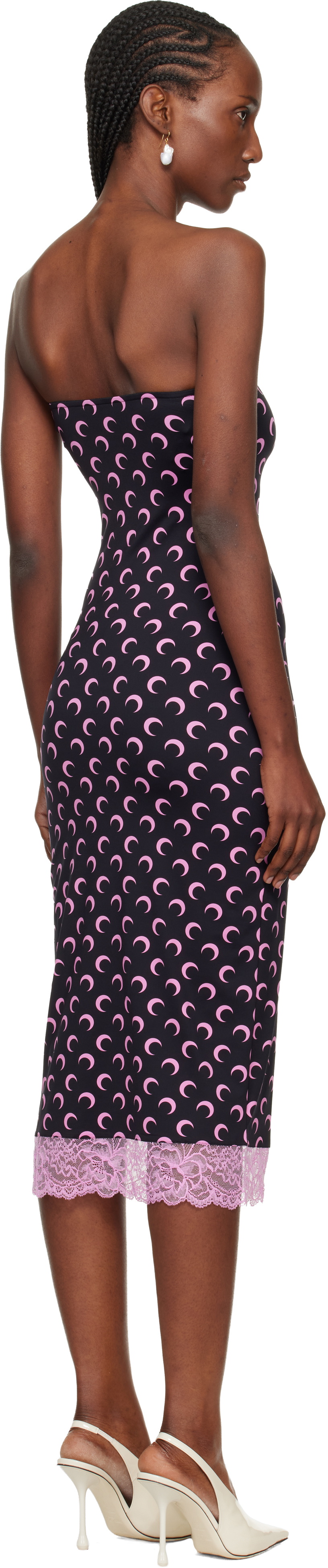Marine Serre Black Recycled Moon Jersey Bustier Midi Dress