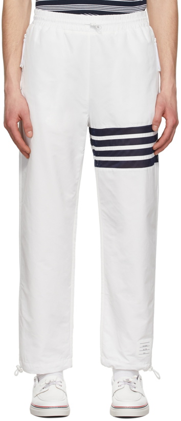 Photo: Thom Browne White 4-Bar Lounge Pants