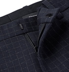 Theory - Navy Payton Slim-Fit Checked Stretch-Ponte Trousers - Navy