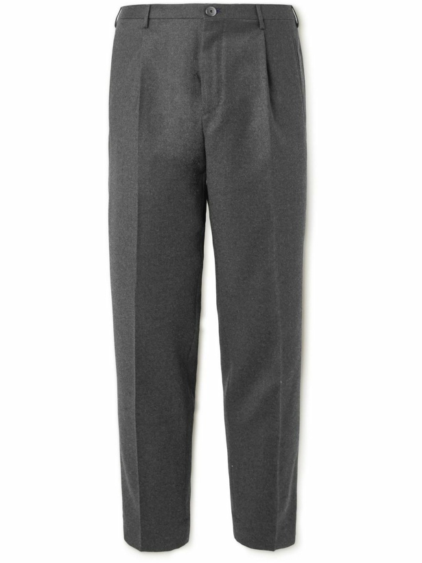 Photo: Incotex - Venezia 1951 Tapered Pleated Wool-Flannel Trousers - Gray