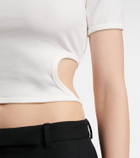 Courrèges Logo cutout tie-back cotton crop top