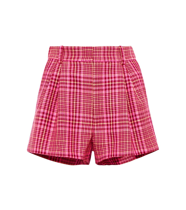 Photo: Area - Checked wool-blend high-rise shorts