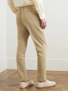 Brunello Cucinelli - Slim-Fit Tapered Linen and Cotton-Blend Drawstring Trousers - Brown