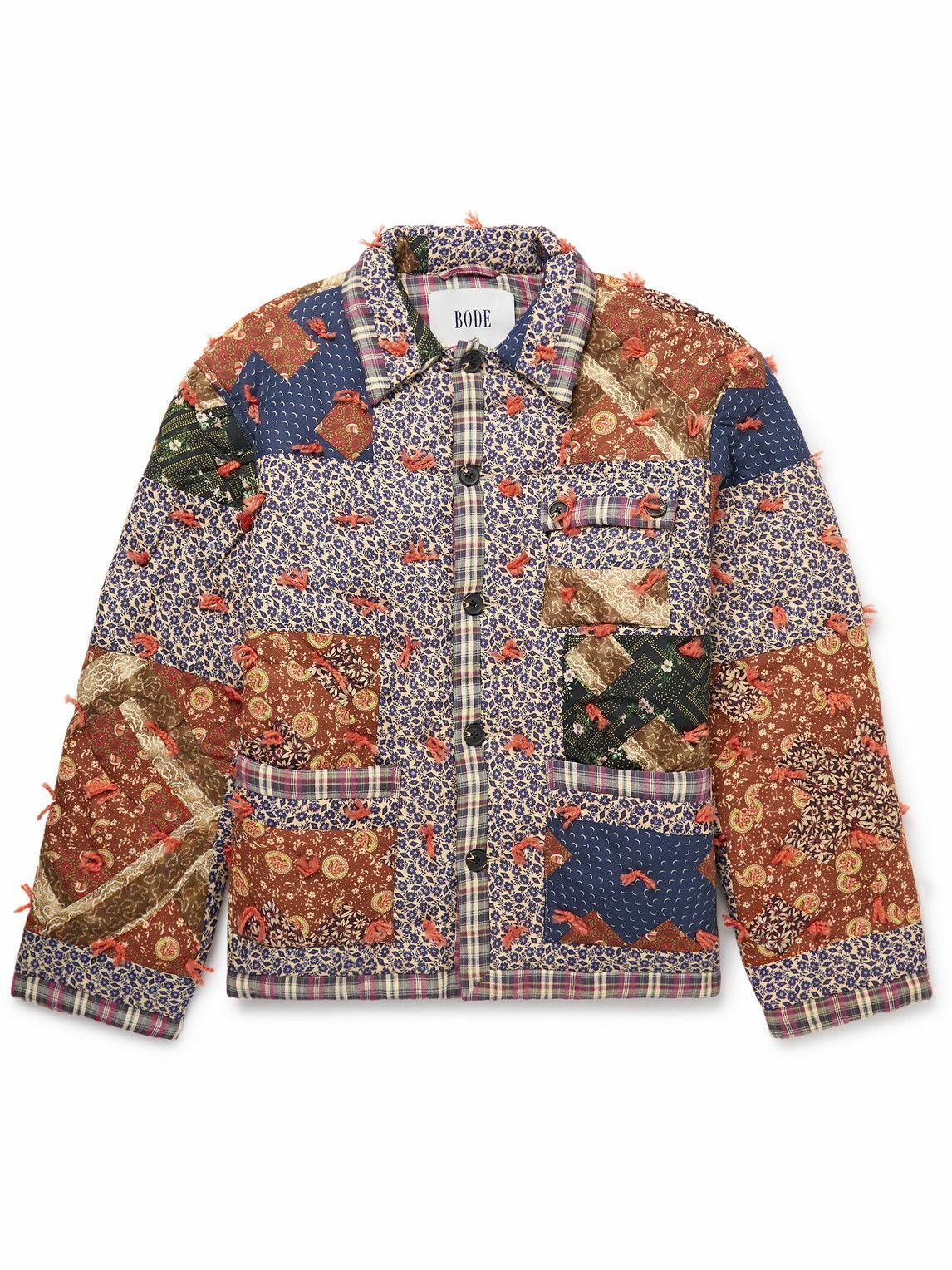 BODE - Patchwork Printed Cotton Jacket - Blue Bode