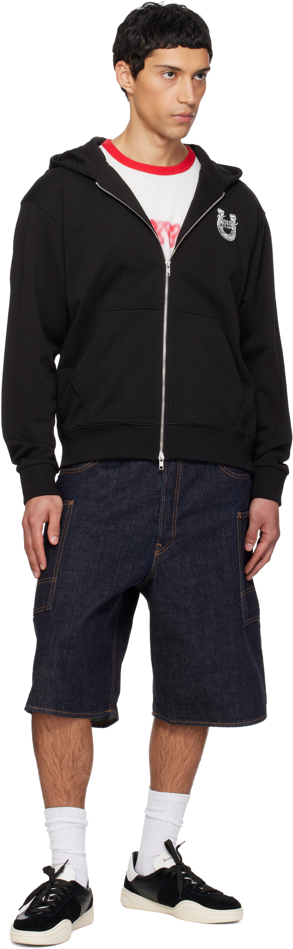 Kenzo Black Kenzo Paris 'Lunar New Year' Embroidered Zip Up Hoodie